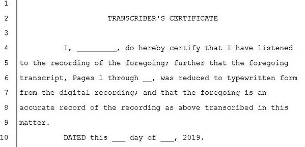 certified legal transcription