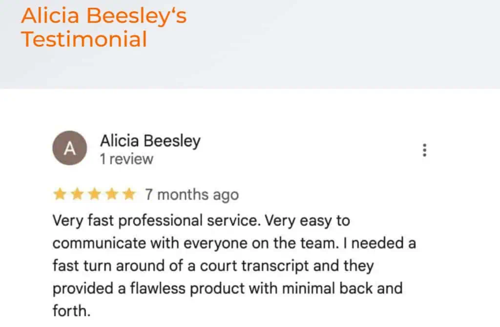 Alicia Beesley's testimonial