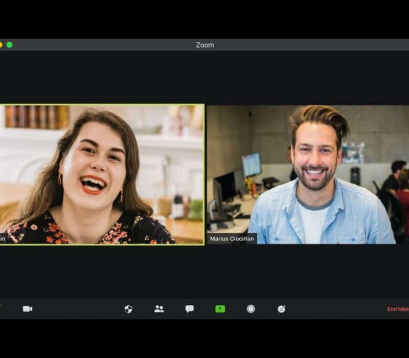 a man and a woman on a zoom call