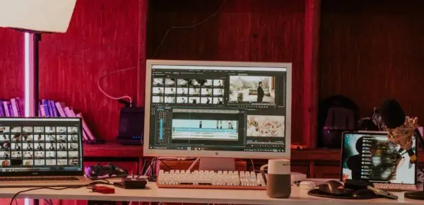 Computer and a Laptop with Editing Software