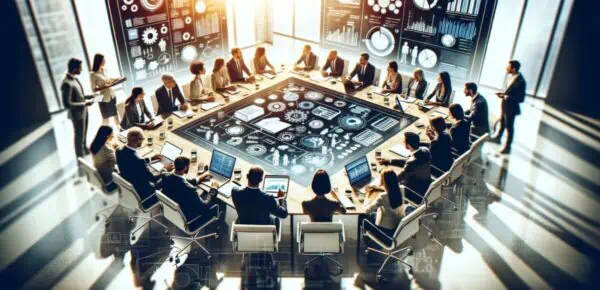 people sitting around a table during a focus group interview