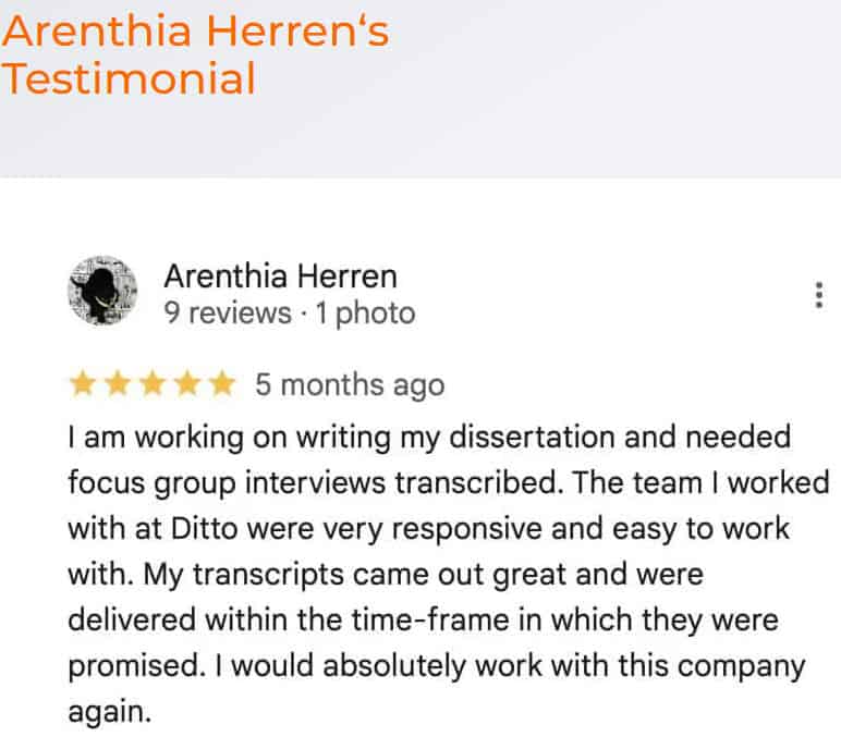 Ditto Customer testimonial