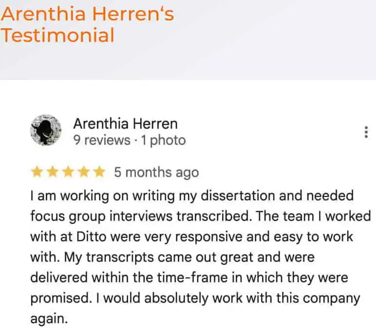 Ditto Customer testimonial