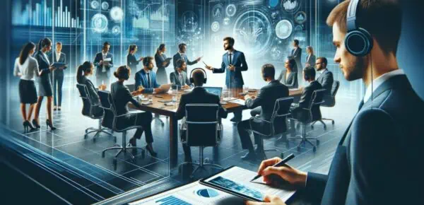 people engaging in business transcription