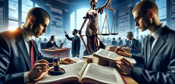 an image depicting legal transcription in court proceedings