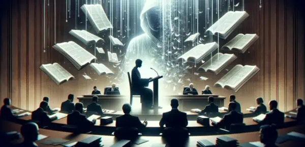 an image depicting verbatim legal transcription in a court setting