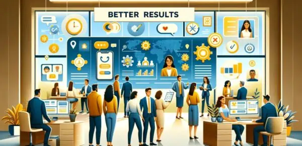 An illustration depicting insurance agents learning to engage with customers for better results.