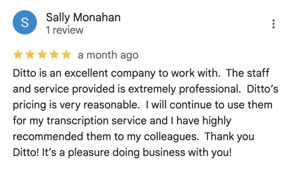 Ditto Client Testimonial