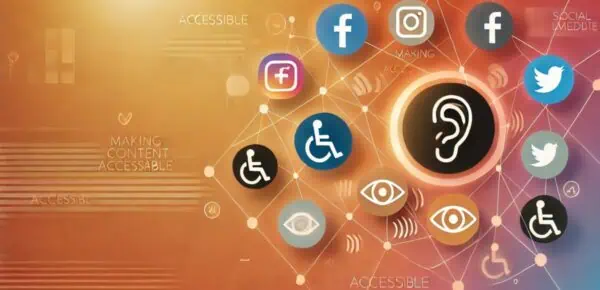 A visually engaging image for a social media article about how to make content accessible.