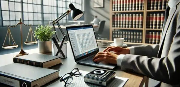 an image depicting a person learning how to write a legal transcript