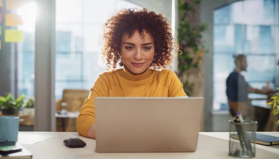 a lady using a laptop