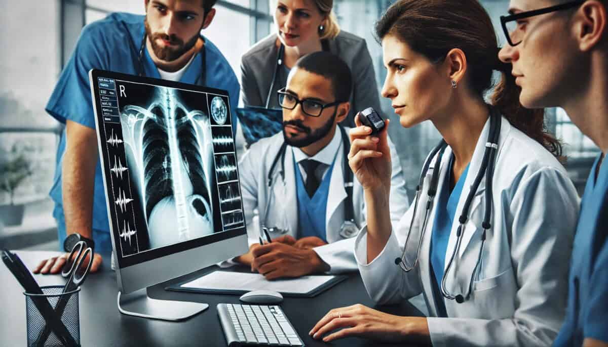 a doctor dictating into a recording device which will later be sent for AI transcription
