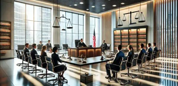 a mock trial presiding within a law firm
