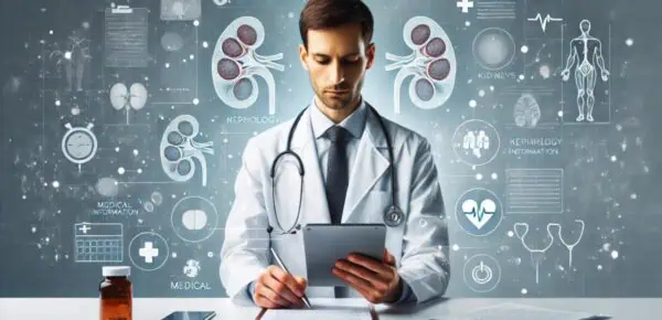 an image depicting a nephrologist looking to improve Nephrology Documentation
