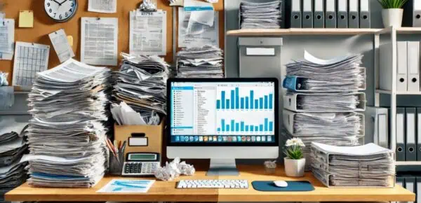 an image depicting soap and dap therapy notes stacked in a medical records office setting