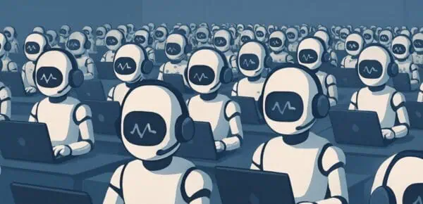 an image depicting robots for an article about AI vs Human Transcription Statistics