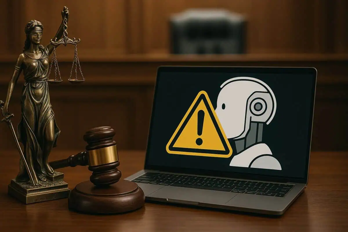an image depicting The Legal Risks of Using AI for Transcription