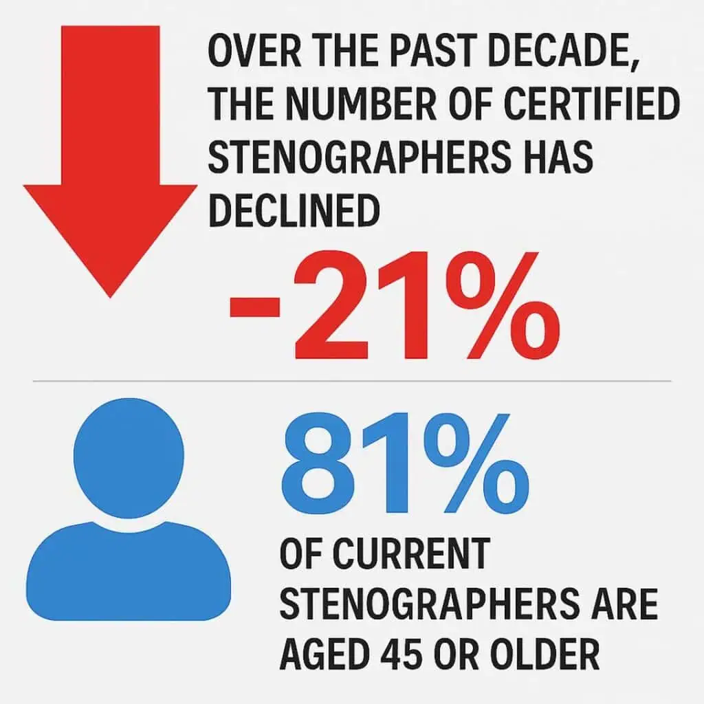 court reporters are retiring in large numbers