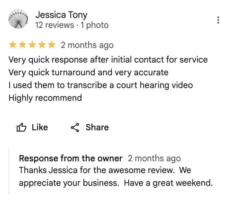 Jessica Tony's testimonial