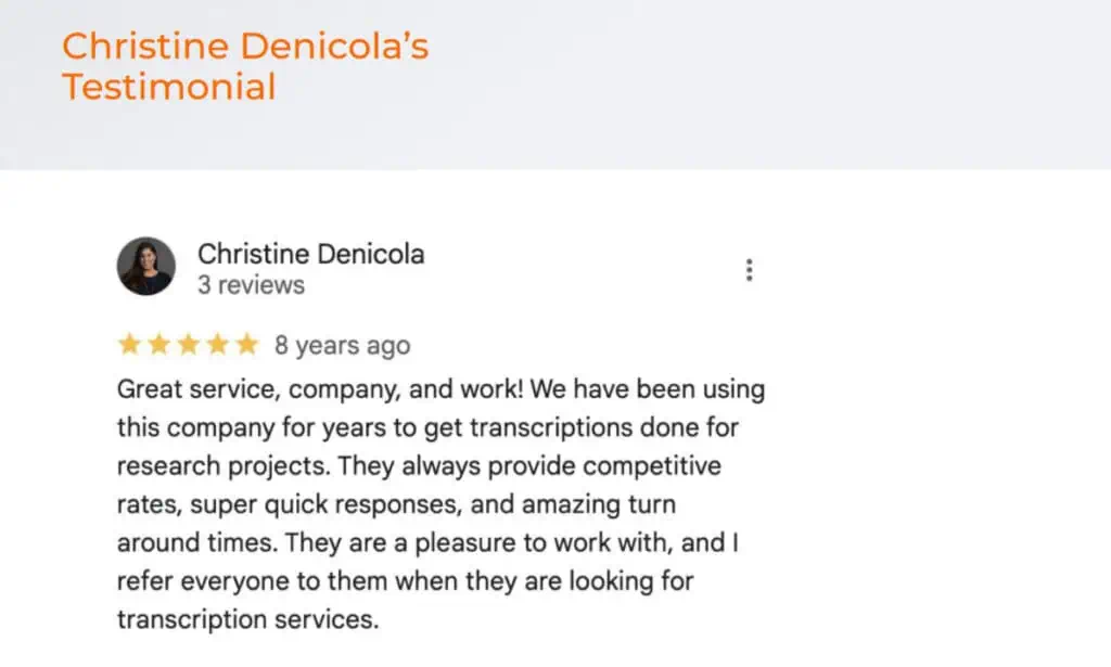 Christine Denicola's testimonial