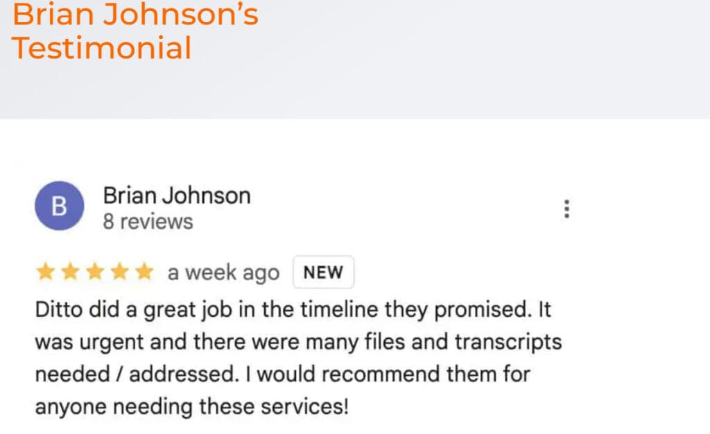 Ditto client testimonial