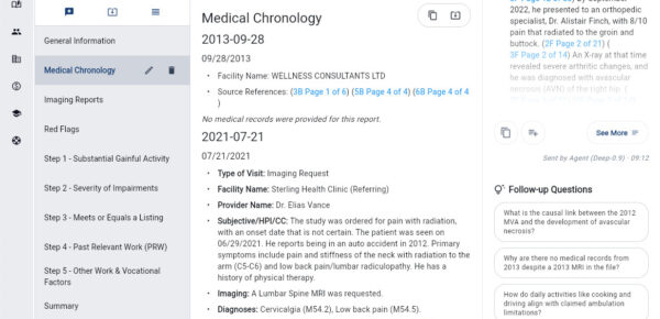 medical record review example report snapshot