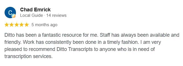 Ditto Client Testimonial
