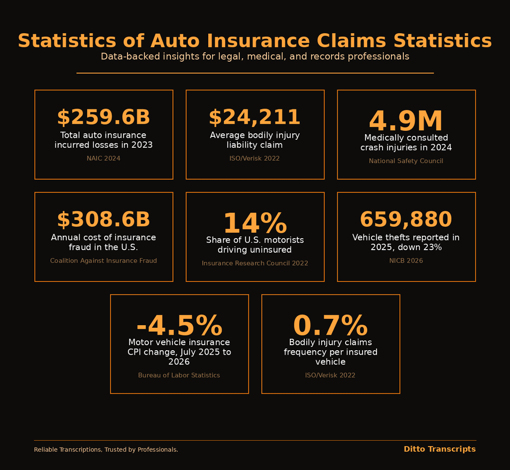 Statistics of auto insurance claims statistics