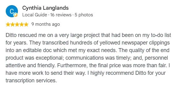 Ditto Client Testimonial